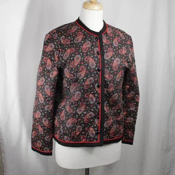 Vintage GrannyCore Boxy Quilted Paisley Blazer Jacket Sz M - Picture 1 of 10